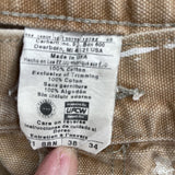 men Carhartt Trashed Utility Tan Jeans 38x34