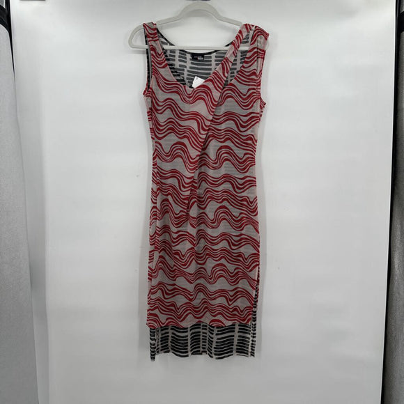 women Atlein MSRP $850 Print Mesh Red White Black Day Dress 40/8