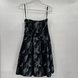 women White House Black Market Gray Flowers Black Dress 4