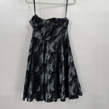 women White House Black Market Gray Flowers Black Dress 4