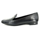 women Versace Women's Versace Black Leather Smoking Slipper Ballet Flat 39/8.5 Black Shoes 39/8.5