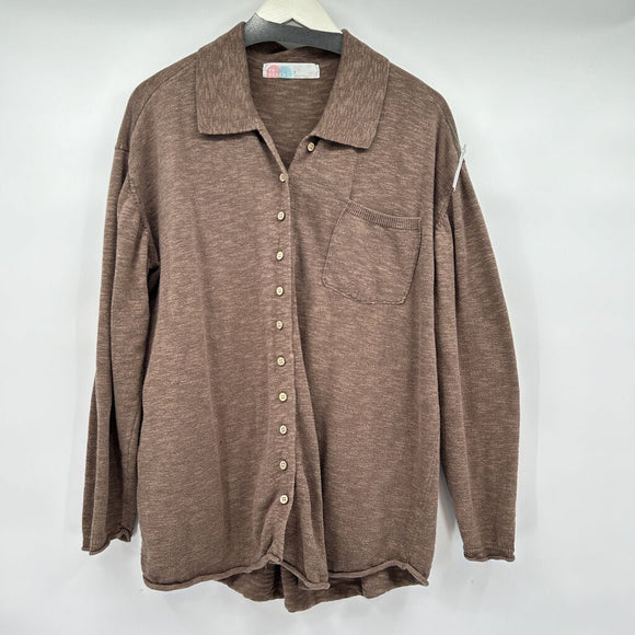 women Free People Button Front Brown Sweater L