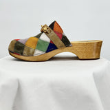 women Tory Burch Women's Tory Burch Patchwork Horsebit Jessa Clog 10.5 Multi Shoes 10.5