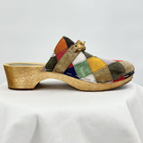 women Tory Burch Women's Tory Burch Patchwork Horsebit Jessa Clog 10.5 Multi Shoes 10.5