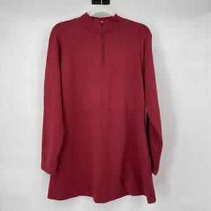 women Aventura Organic Cotton Fleece Tunic Red Sweatshirt L