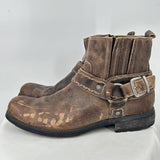 men Bed Stu Leather Harness Short Boots Brown Shoes 10