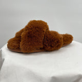 women Jessica Simpson Fuzzy Slides Brown Shoes 7-8