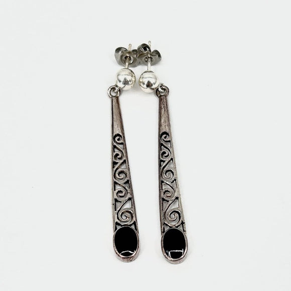 Sterling Silver and Onyx Earrings Jewelry