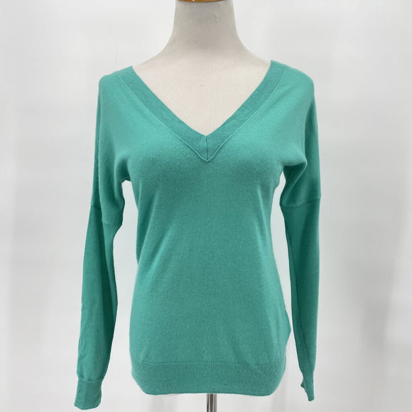 women J. Crew Deep V-Neck Italian Cashmere Sea Foam Green Sweater XXS