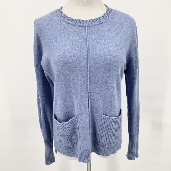 women Tahari Front Pocket Cashmere Baby Blue Sweater S