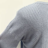 women Amicale Ribbed Knit Cashmere Pullover Baby Blue Sweater S