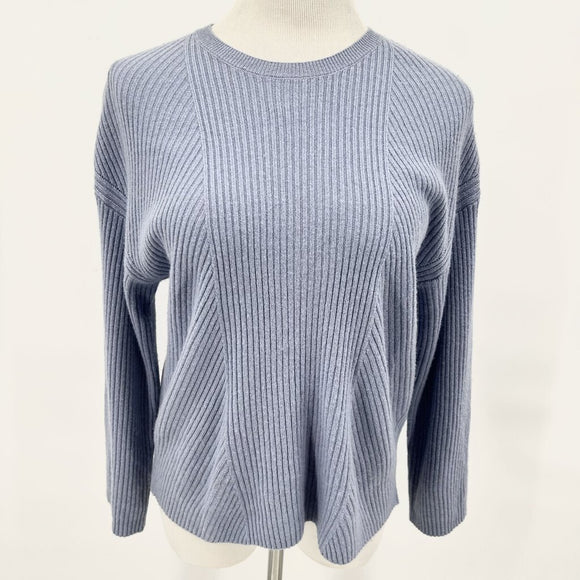 women Amicale Ribbed Knit Cashmere Pullover Baby Blue Sweater S