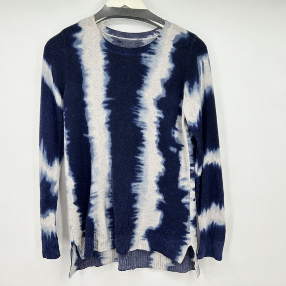 women Saks Fifth Avenue Tye Dye Cashmere Blue/White Sweater L