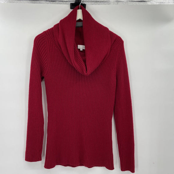 women TSE Scoop Neck Ribbed Cashmere Red Sweater L