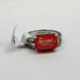 NEW Watermelon Calcite and Quartz Sterling Silver Bomb Party Ring Sz 9 Jewelry