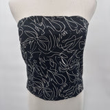 women White House Black Market Patterned Strapless B&W Top M