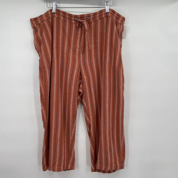 women Per Se Striped Linen Blend Salmon Pants 1X