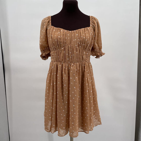 women Abercrombie & Fitch NWT Polka Dot Tan Day Dress MP