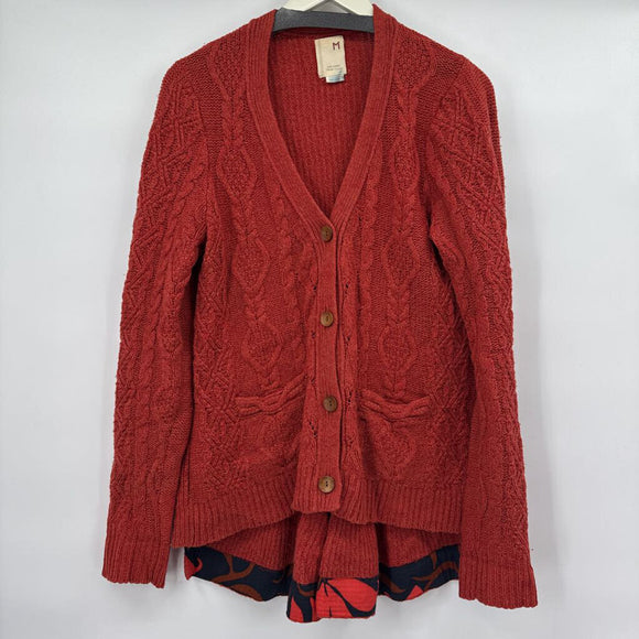 women Far Away From Close Wool Blend Cardigan Red Sweater M