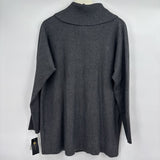 women JM Collection NWT Lace Up Poncho Gray Sweater L