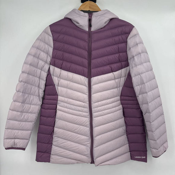 women Lands End Lightweight Puffer Purple Coat L