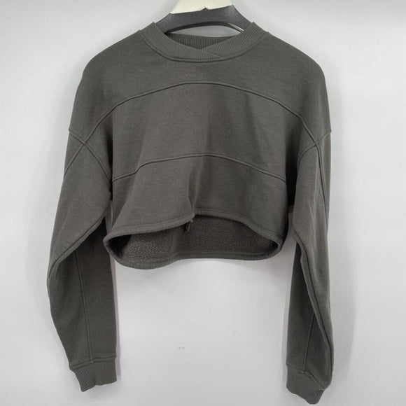 women 90 Degrees Detailed Crop Gray Sweatshirt M