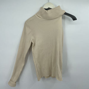 women White Birch Ribbed One Shoulder Turtleneck Cream Sweater L