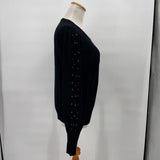 women Carmen Marc Valvo Beaded Sleeve Black Sweater L