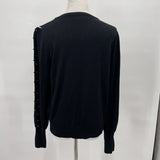 women Carmen Marc Valvo Beaded Sleeve Black Sweater L