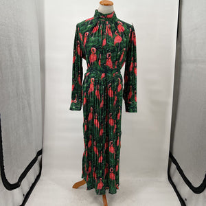 women Forever Unique Flamingo Green Day Dress L