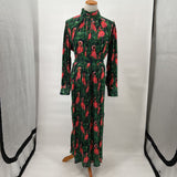 women Forever Unique Flamingo Green Day Dress L