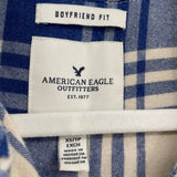 women American Eagle Plaid Flannel Blue and Cream Top XS