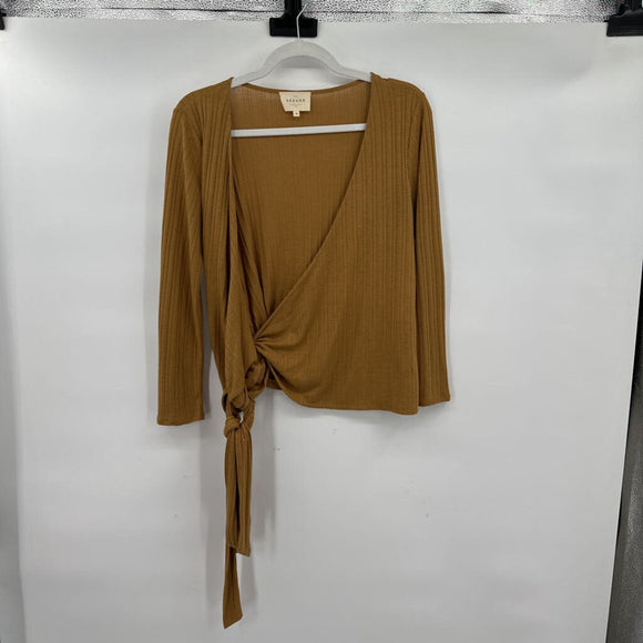 women Sézane Knit Wrap Brown Top M