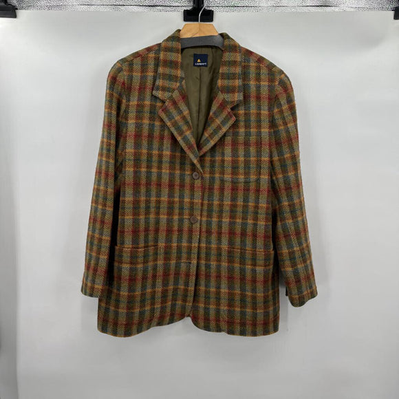 women Lizsport Vintage Wool Plaid Blazer Green Multi Jacket 8