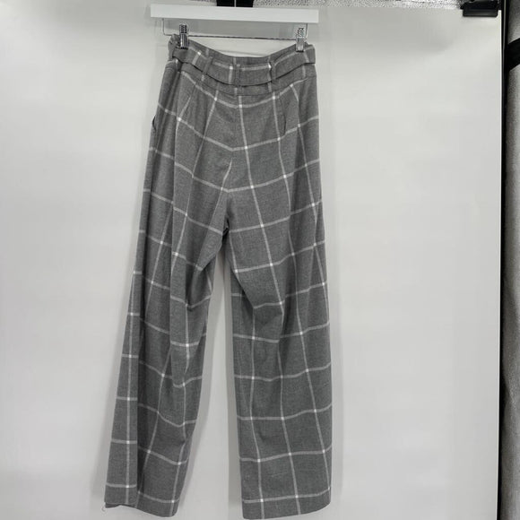 women Hello Nite NWT Wide Leg Belted Plaid Gray Pants XS