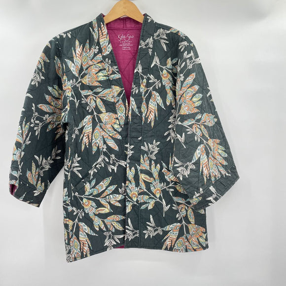 women Kyla Seo NWT Jovie Print Jasper Palm Dark Green Jacket XS