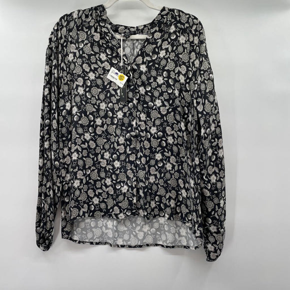 women Velvet Heart NWT Seya Floral Print Blouse Black Gray Top S