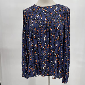 women Tribal NWT Spotted Smocked Sapphire Blue Top S