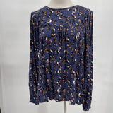 women Tribal NWT Spotted Smocked Sapphire Blue Top S