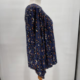 women Tribal NWT Spotted Smocked Sapphire Blue Top S