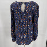 women Tribal NWT Spotted Smocked Sapphire Blue Top S