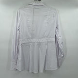 women Foil NWT Too Sexy For My Shirt Peplum Button Front White Top 4