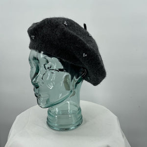 women San Diego Hat Co NWT Touch of Glam Beret Charcoal Gray Hat