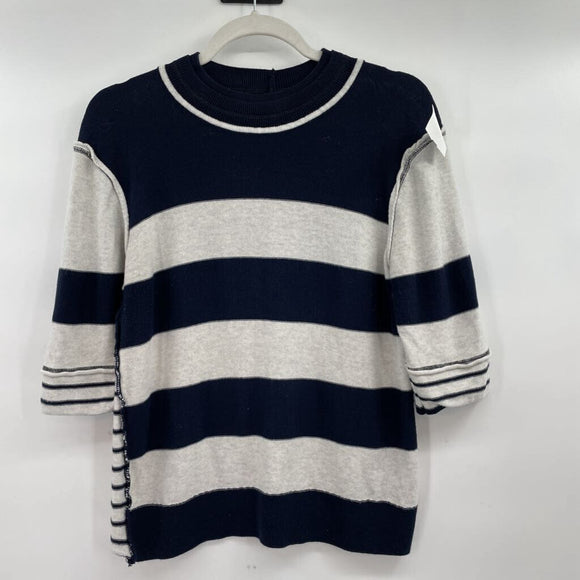 women Free People Striped Knit Navy and Gray Top XL