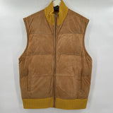 men Sean John Reversible Merino & Suede Vest Tan Yellow Jacket XXL