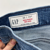 women Gap Cropped Girlfriend Mid Rise Blue Jeans 32/14