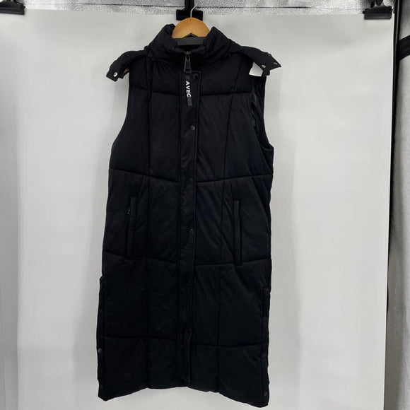 women Avec Les Filles Thermalpuff Longline Hooded Puffer Vest MSRP $149 Black Coat S