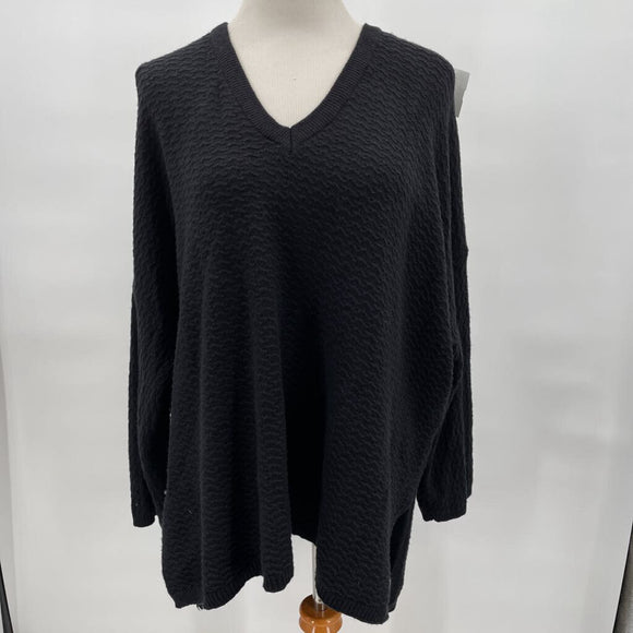 women Adrianna Papell V Neck Black Sweater 1X