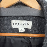 women Ava & Viv Wool Blend Faux Fur Trim Gray Coat 1X