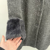 women Ava & Viv Wool Blend Faux Fur Trim Gray Coat 1X